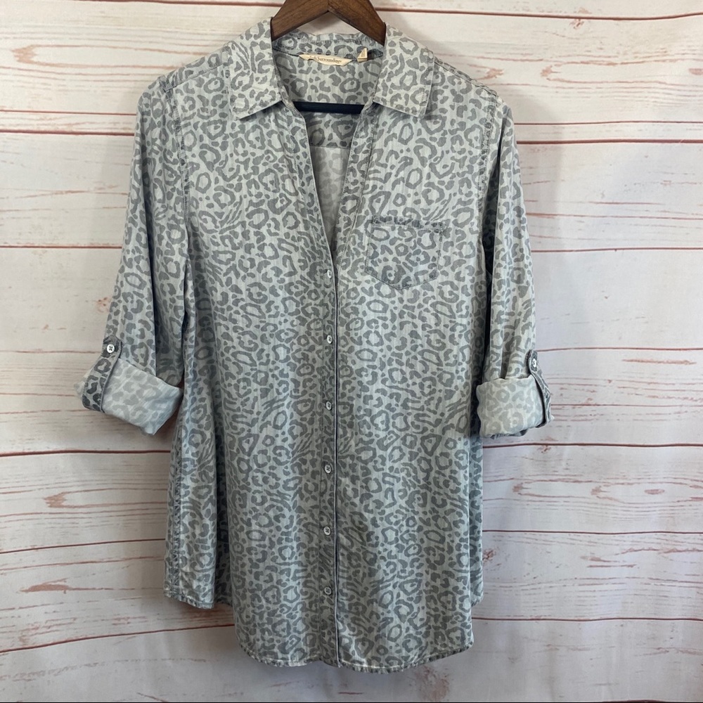 Soft Surroundings Leopard Print Tunic Button Up